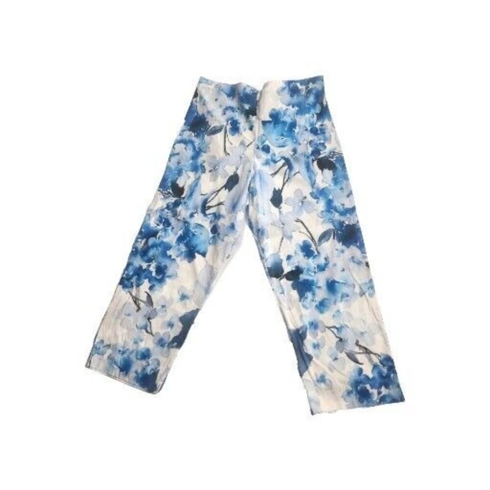 NEW Bryn Walker Womens Capri Pants Size XS Blue Floral Crop Elastic Cropped 49